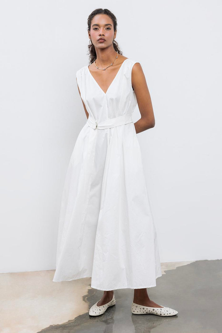 BSL Women Cotton Flared Skirt Midi Dress - Greenville