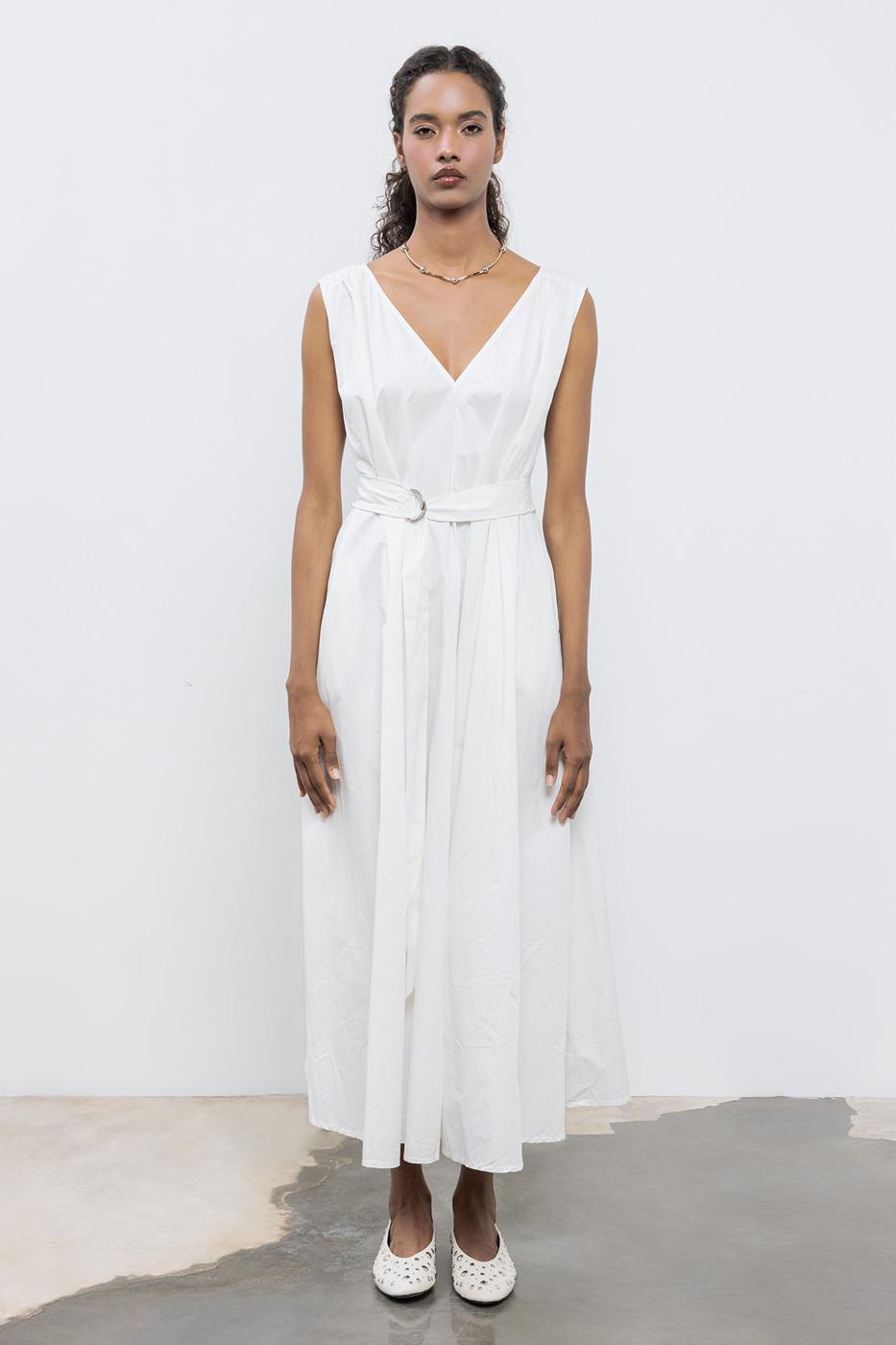 BSL Women Cotton Flared Skirt Midi Dress - Greenville