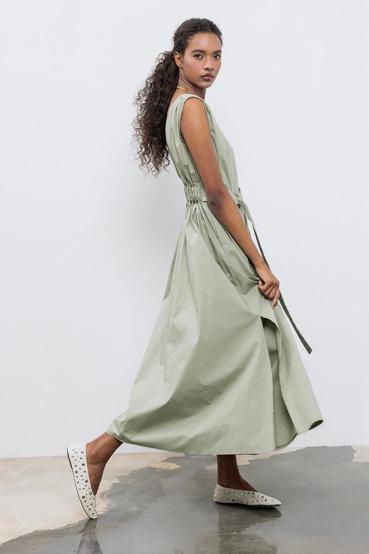 BSL Women Cotton Flared Skirt Midi Dress - Juárez