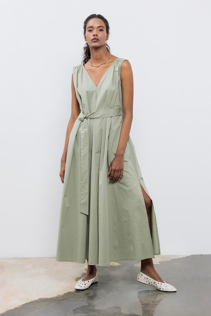 BSL Women Cotton Flared Skirt Midi Dress - Juárez
