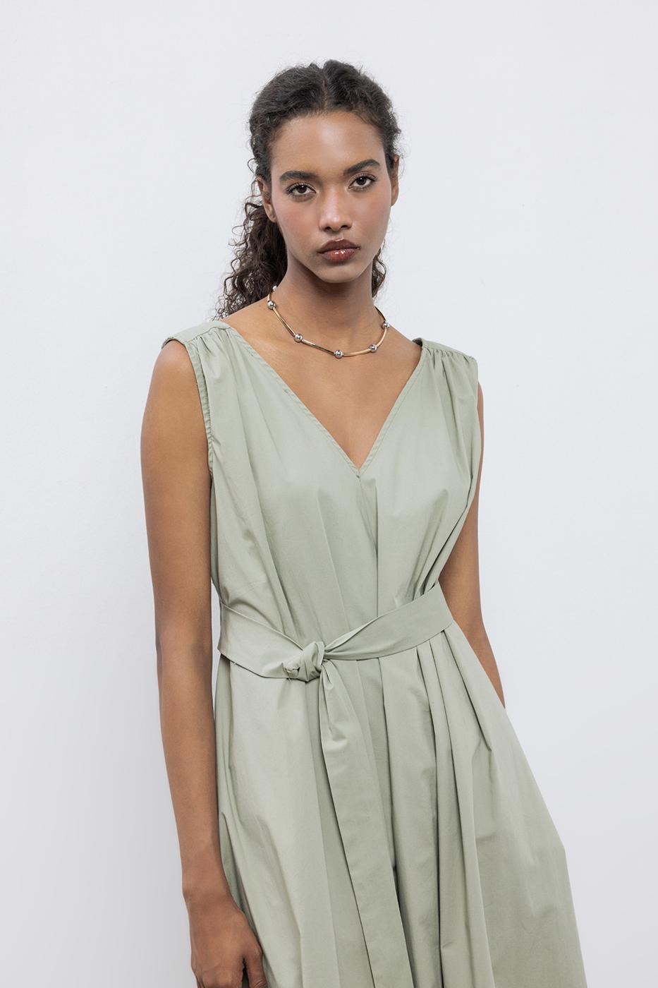 BSL Women Cotton Flared Skirt Midi Dress - Juárez