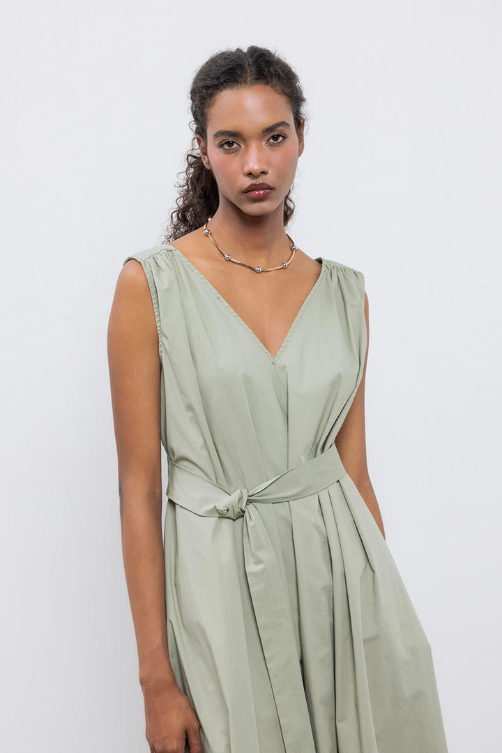 BSL Women Cotton Flared Skirt Midi Dress - Juárez