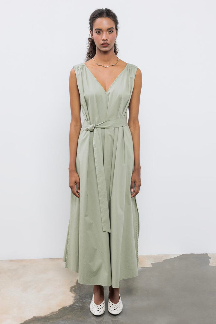 BSL Women Cotton Flared Skirt Midi Dress - Juárez