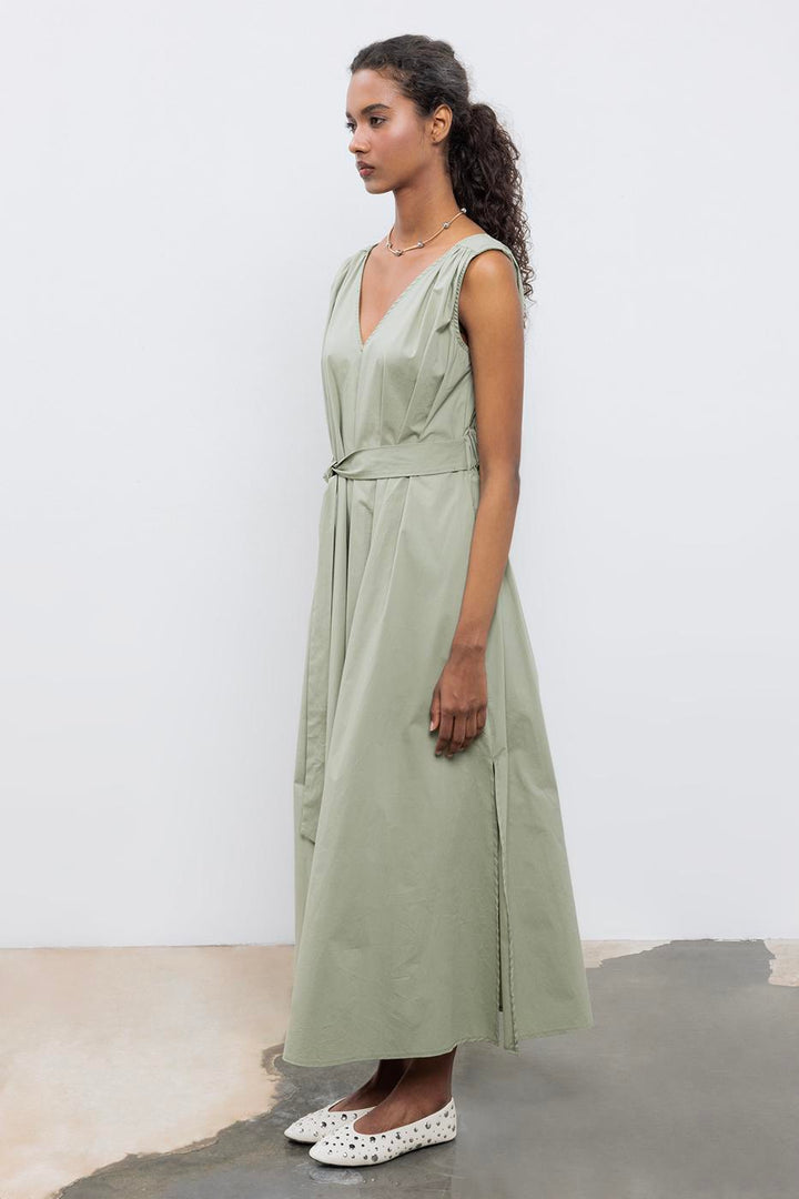 BSL Women Cotton Flared Skirt Midi Dress - Juárez