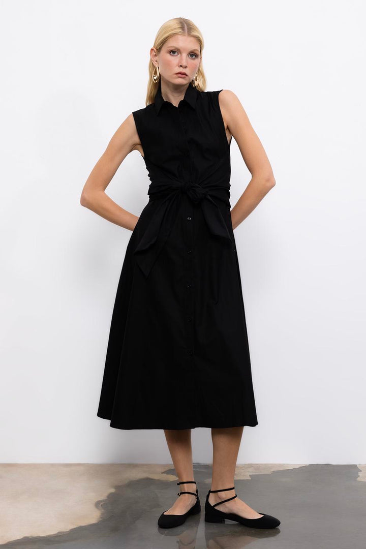 BSL Women Cotton Midi Shirt Dress - Salina