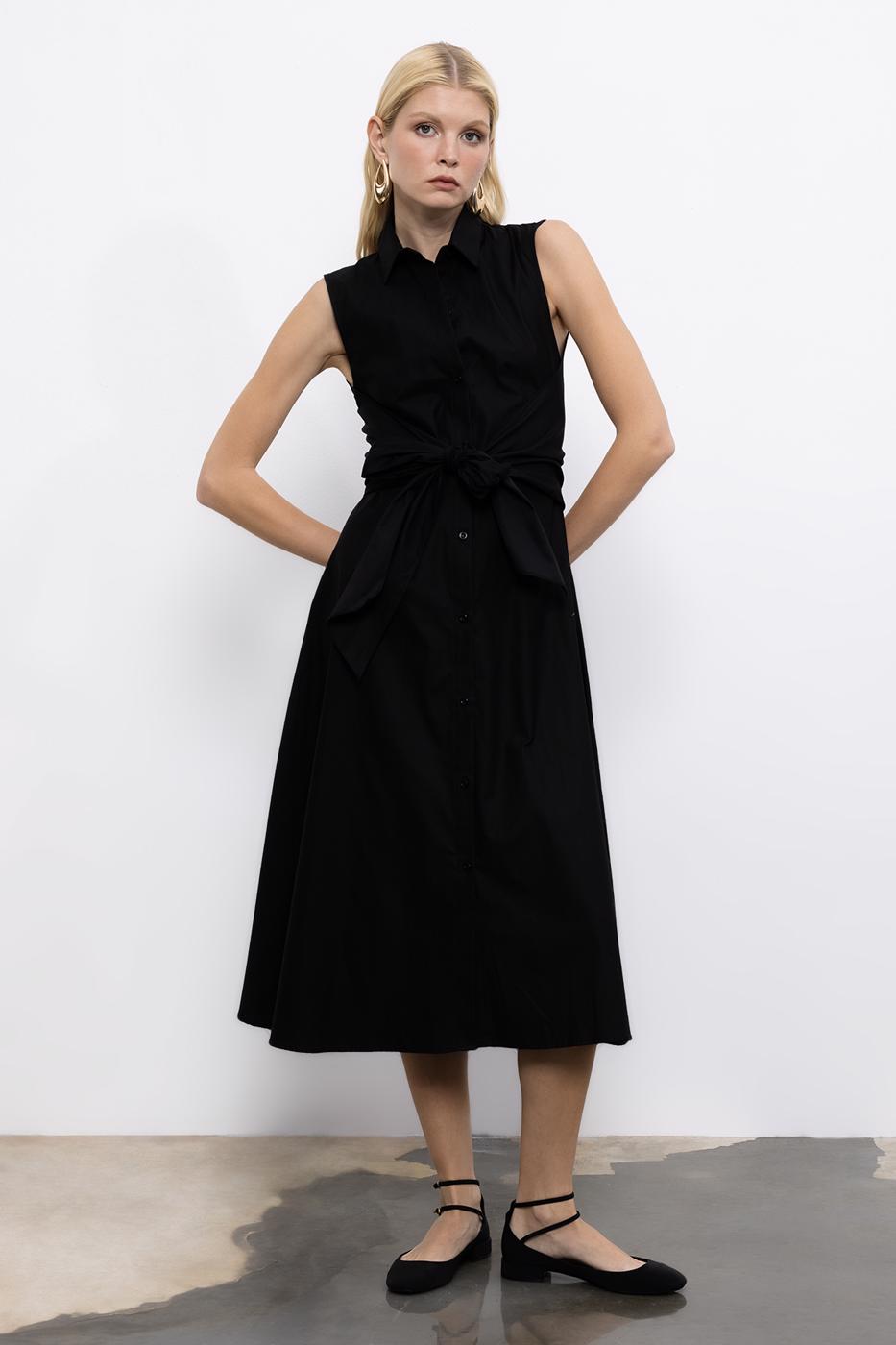 BSL Women Cotton Midi Shirt Dress - Salina