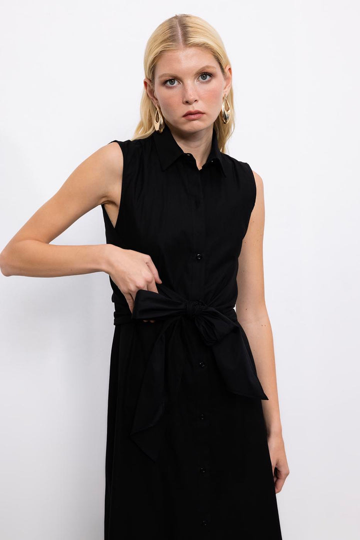 BSL Women Cotton Midi Shirt Dress - Salina