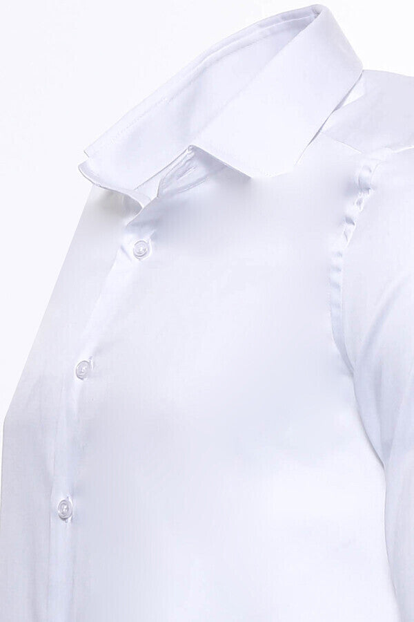WSS Cotton Satin Plain Slim Fit White Men Shirt  - El Paso de Robles