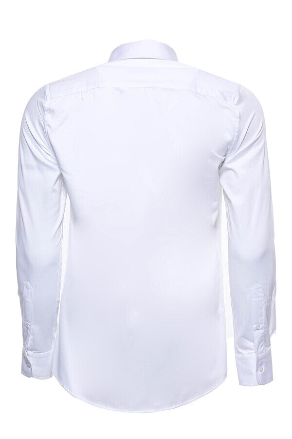 WSS Cotton Satin Plain Slim Fit White Men Shirt  - El Paso de Robles