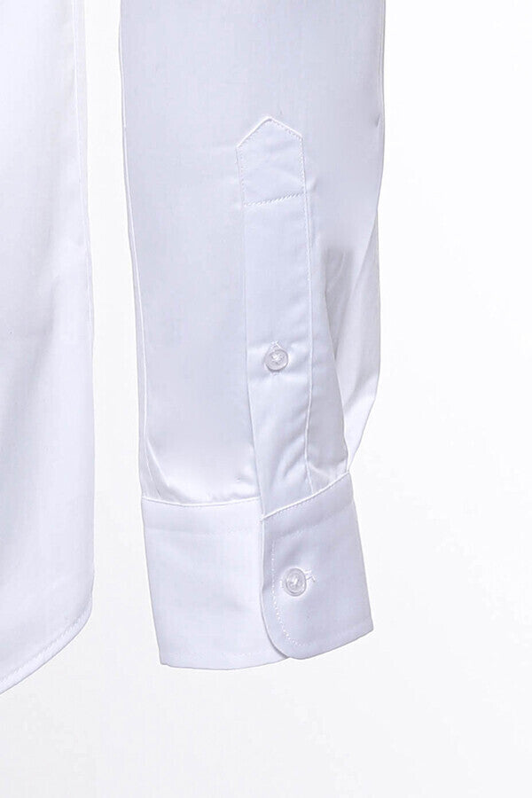 WSS Cotton Satin Plain Slim Fit White Men Shirt  - El Paso de Robles