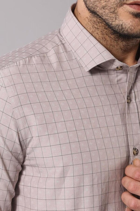 WSS Patterned Slim Fit Beige Shirt  - Summerville