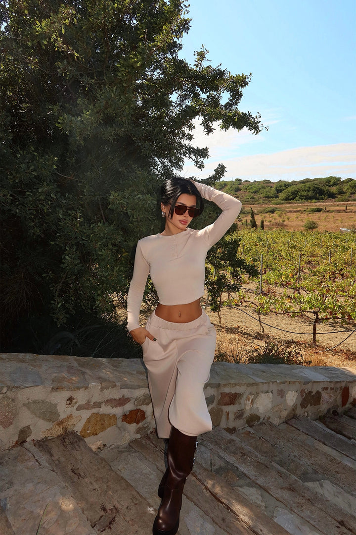 EYY Women Cream Rapha Top and Bottom Set - Owasso