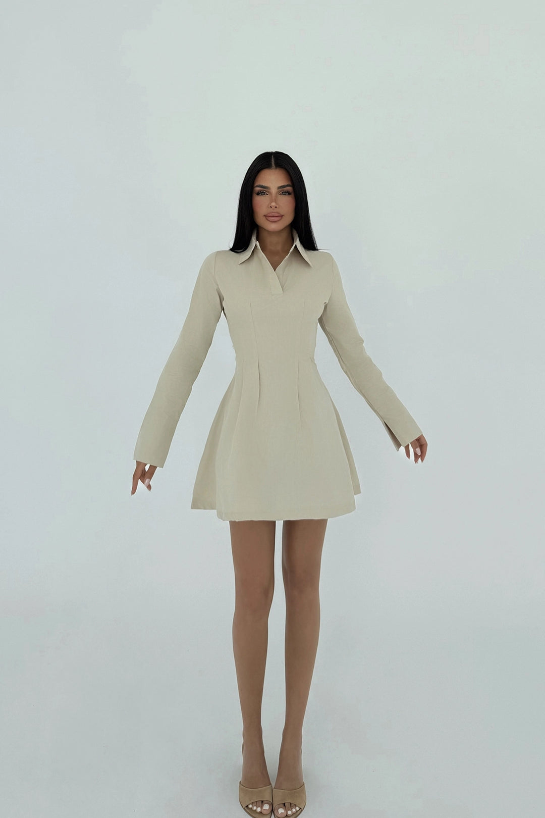 EYY Women Krem Ruffled Elbise - Steyr