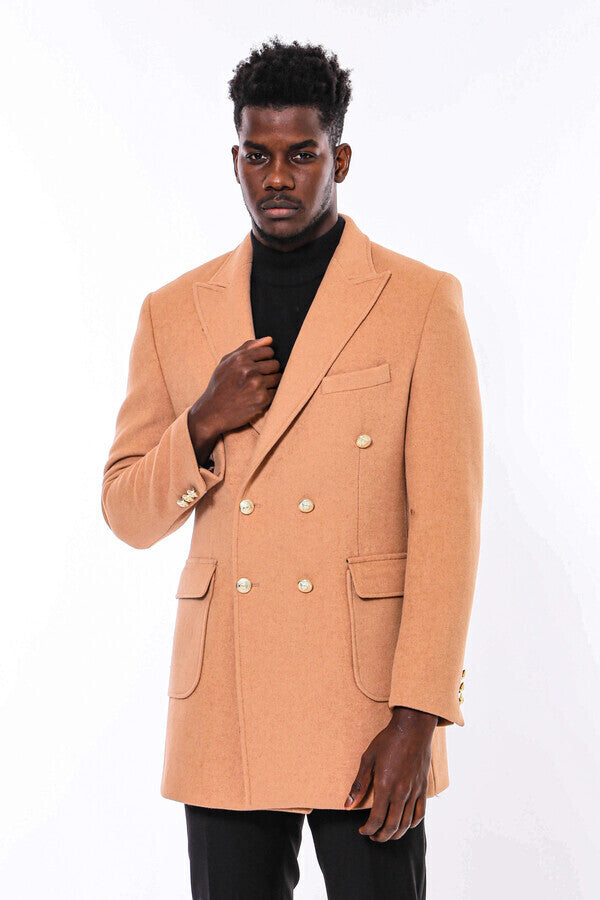 WSS Cream Metal Buttoned Double Breasted Long Coat  - Lakewood Ranch