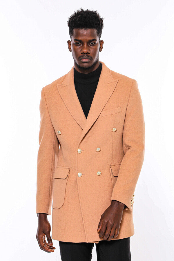 WSS Cream Metal Buttoned Double Breasted Long Coat  - Lakewood Ranch
