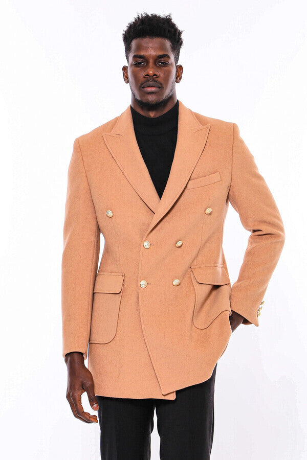 WSS Cream Metal Buttoned Double Breasted Long Coat  - Lakewood Ranch