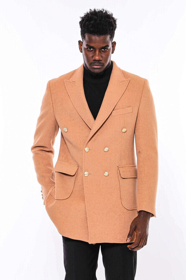 WSS Cream Metal Buttoned Double Breasted Long Coat  - Lakewood Ranch