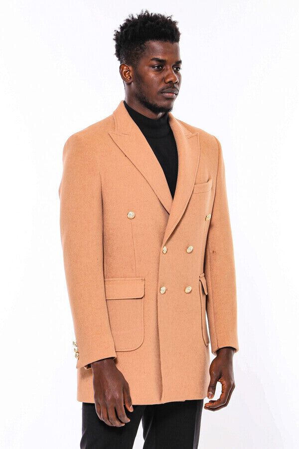 WSS Cream Metal Buttoned Double Breasted Long Coat  - Lakewood Ranch