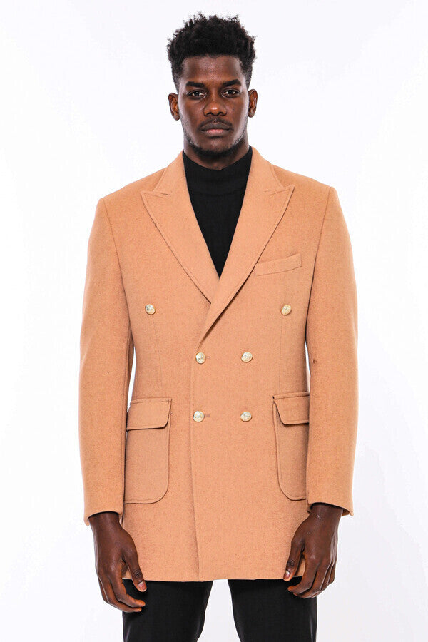 WSS Cream Metal Buttoned Double Breasted Long Coat  - Lakewood Ranch
