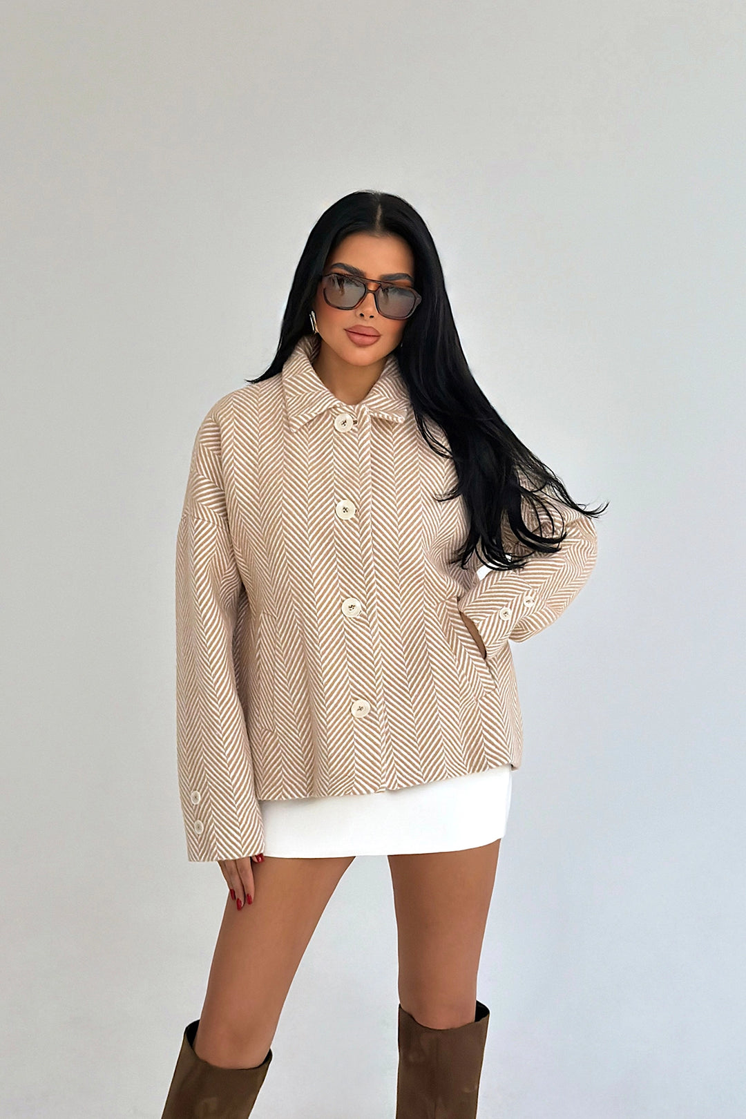 EYY Women Krem Cep Detaylı Çift Sıralı Ceket - Palatine