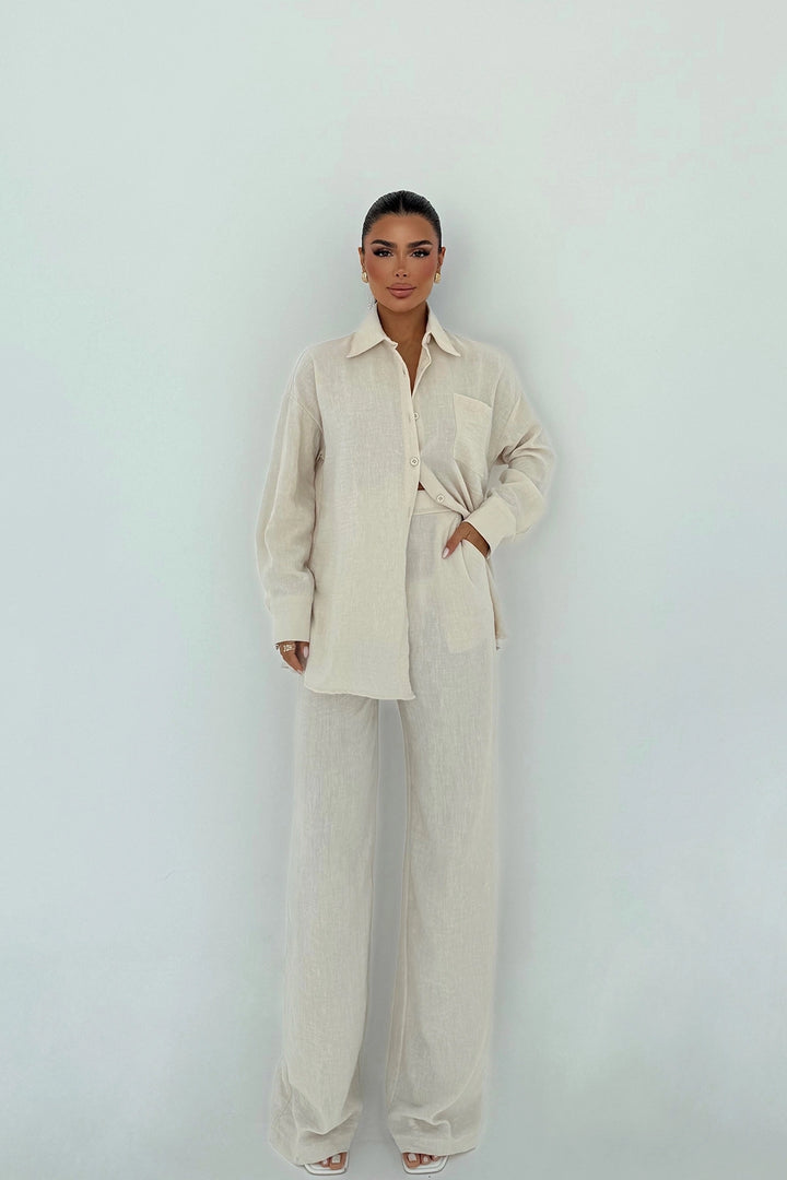 EYY Women Krem Cep Detaylı Pantolon Takımı - Chystiakove