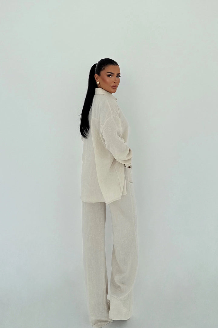 EYY Women Krem Cep Detaylı Pantolon Takımı - Chystiakove