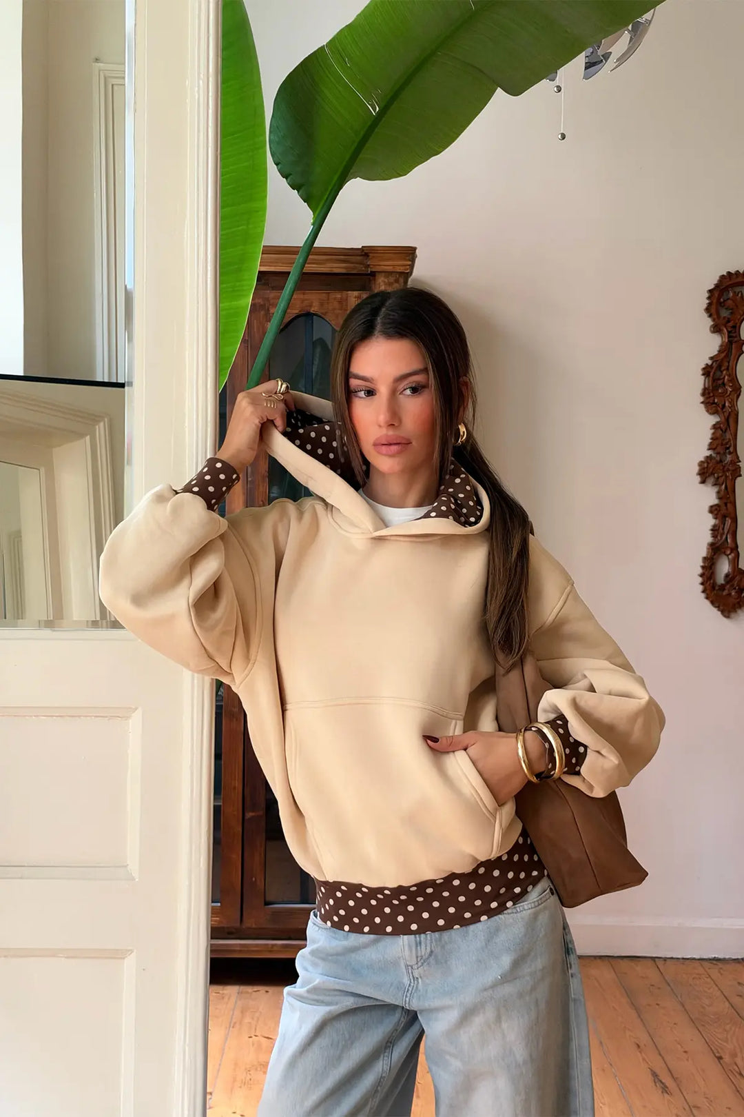 EYY Women Cream Polka-Dot Sweatshirt - Oranienburg