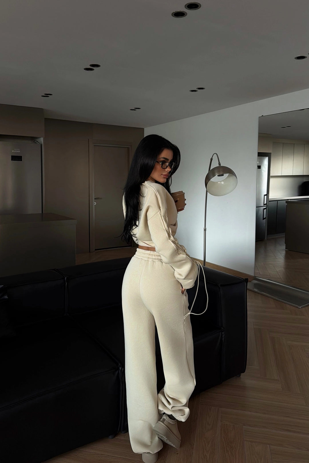 EYY Women Cream Sewing Detail Set - Southend