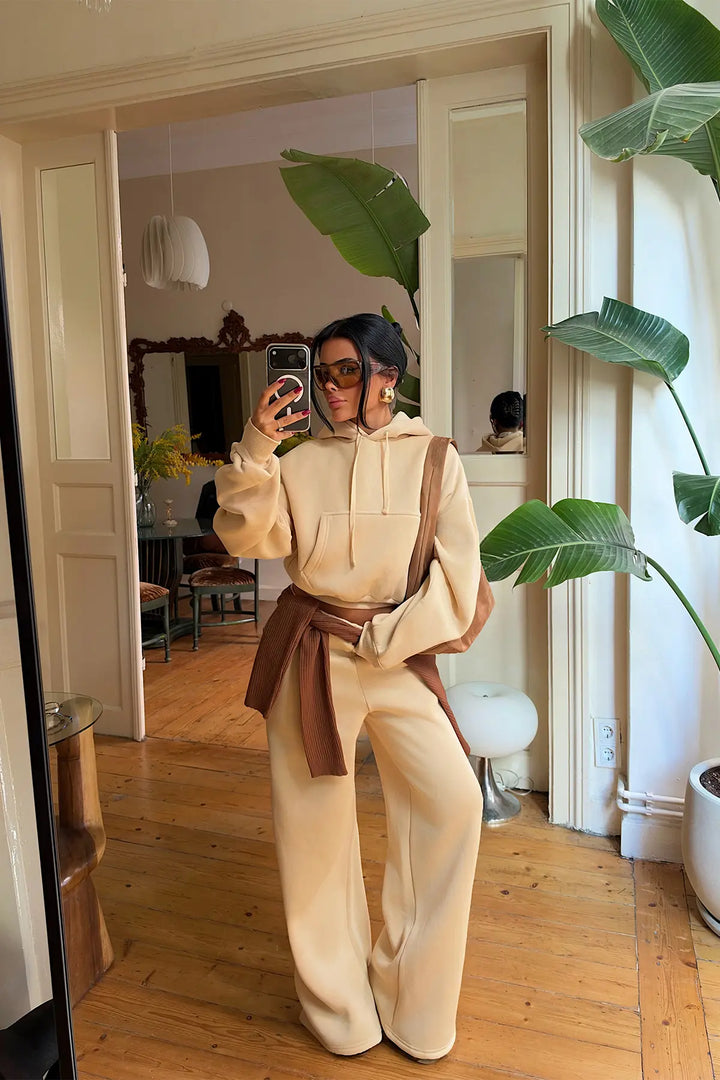 EYY Women Cream Sweatshirt Detail Tracksuit Set - Burlington