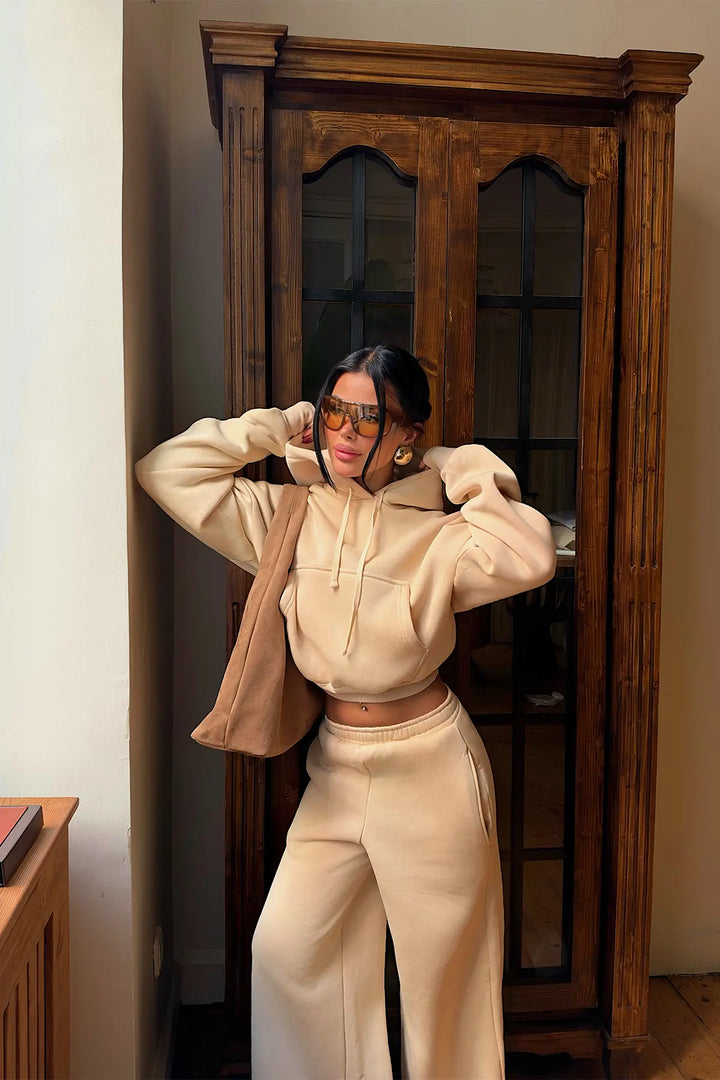 EYY Women Cream Sweatshirt Detail Tracksuit Set - Burlington
