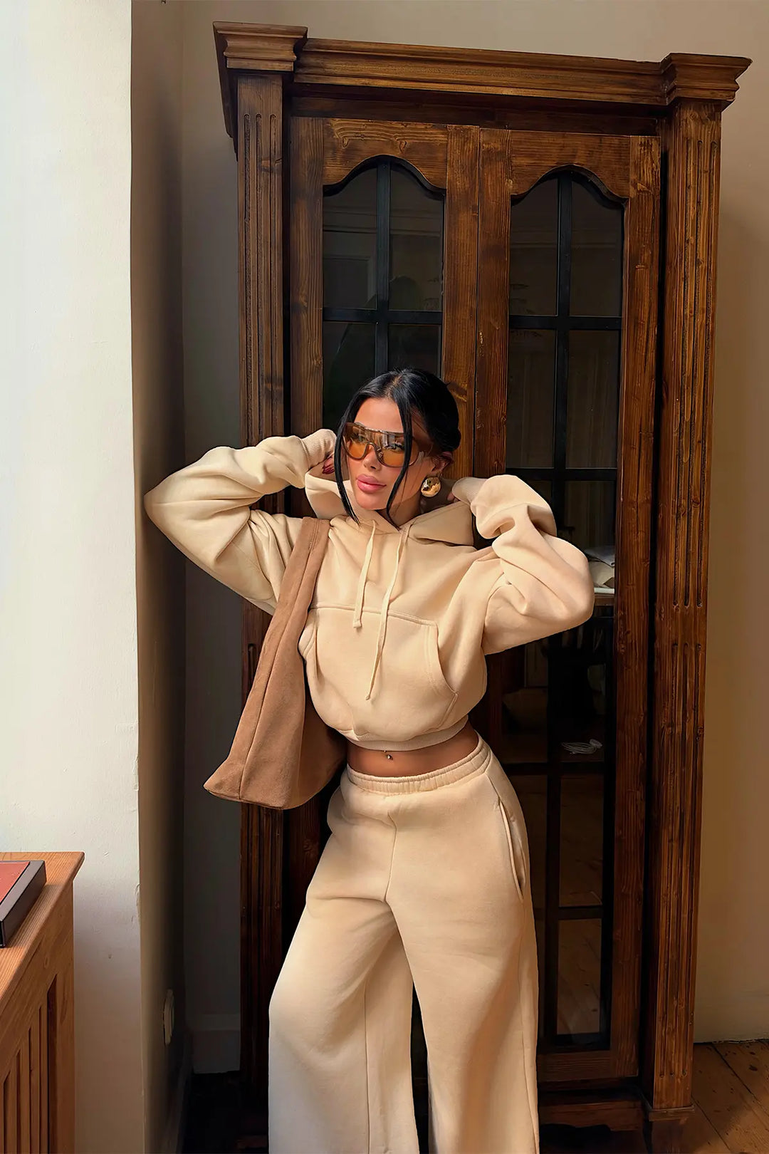 EYY Women Cream Sweatshirt Detail Tracksuit Set - Burlington