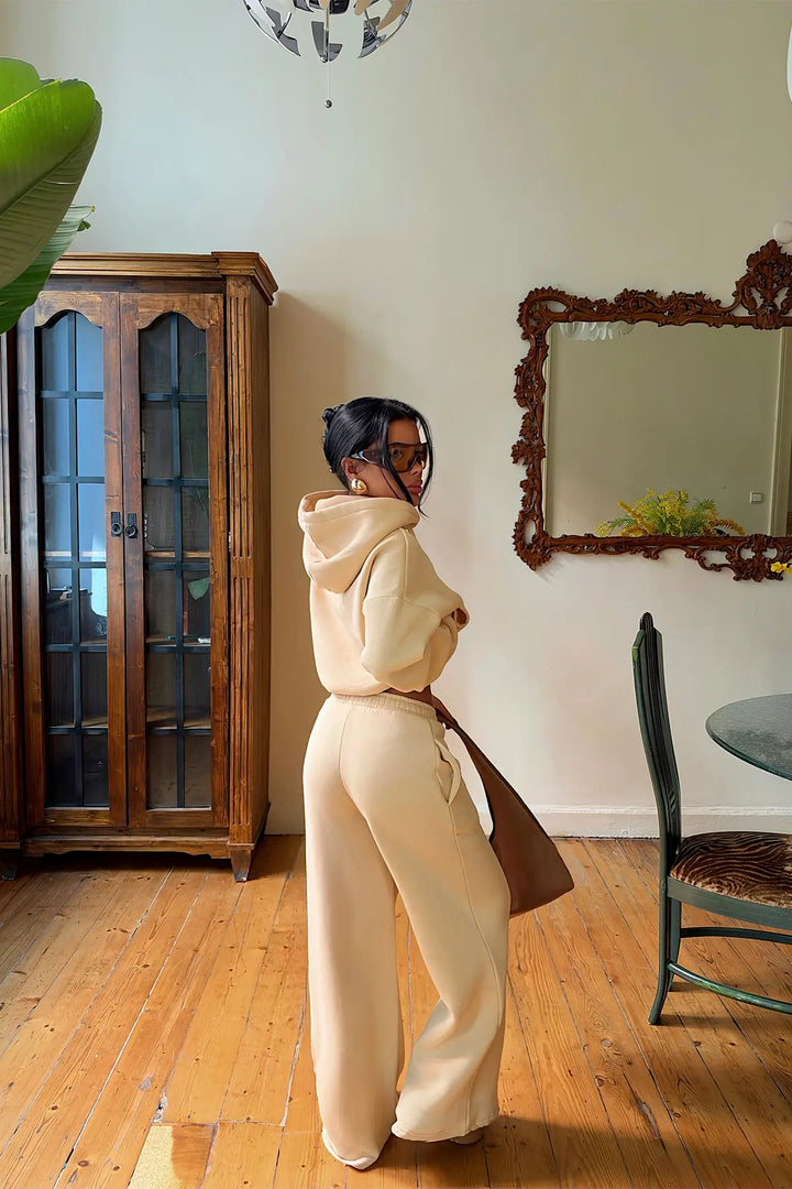 EYY Women Cream Sweatshirt Detail Tracksuit Set - Burlington