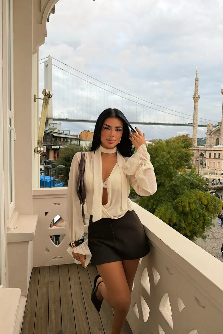 EYY Women Cream Transparent Blouse - Tacámbaro de Codallos