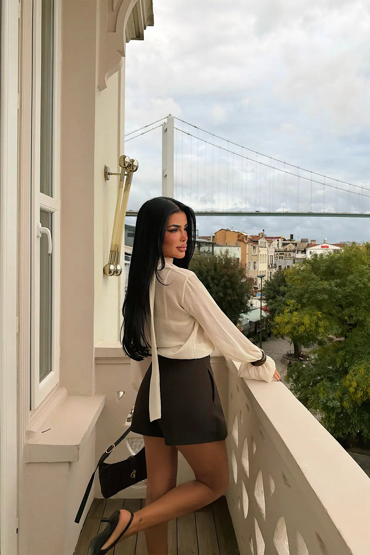 EYY Women Cream Transparent Blouse - Stuttgart