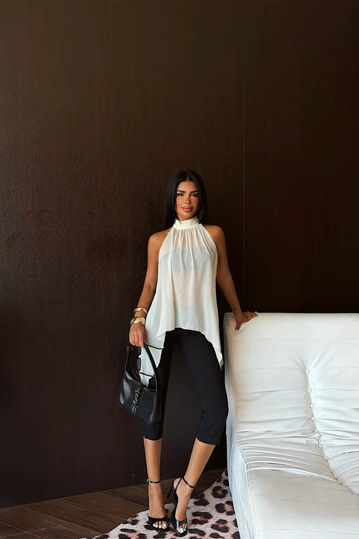 EYY Women Cream Tulle Detail Crop Top - Madison