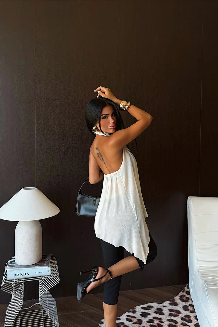 EYY Women Cream Tulle Detail Crop Top - Madison