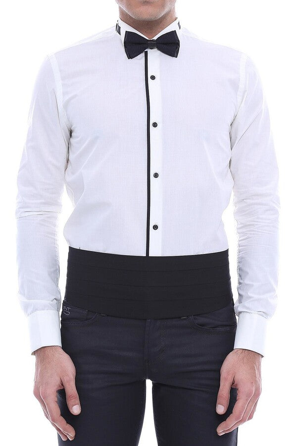 WSS Cream Tuxedo Shirt  - Georgina