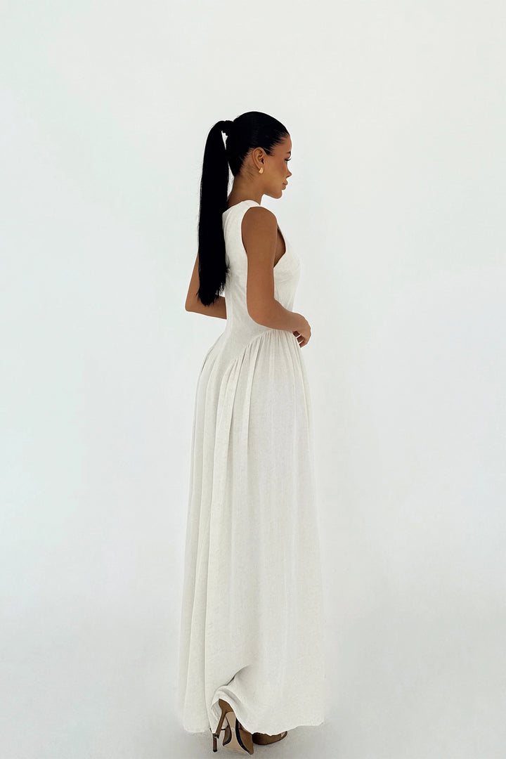 EYY Women Cream Cecily Linen Long Dress - Tallaght
