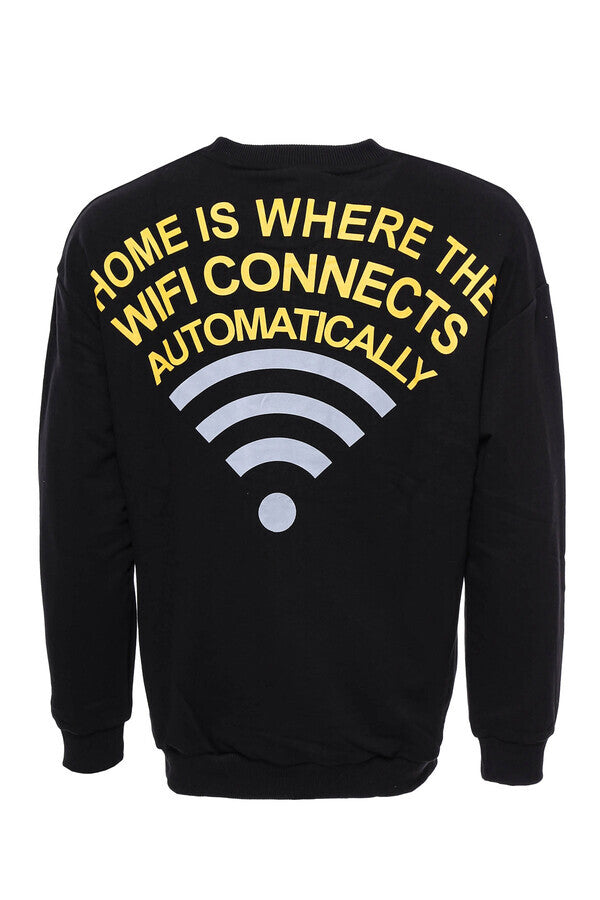 WSS Crew Neck Both Side Printed Black Sweatshirt  - Singen