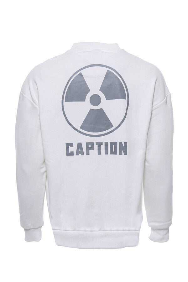 WSS Crew Neck Both Side Printed White Sweatshirt  - Singen