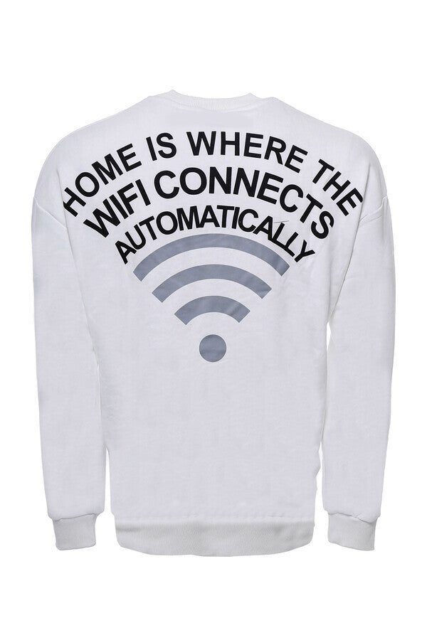WSS Crew Neck Both Side Printed White Sweatshirt  - Singen