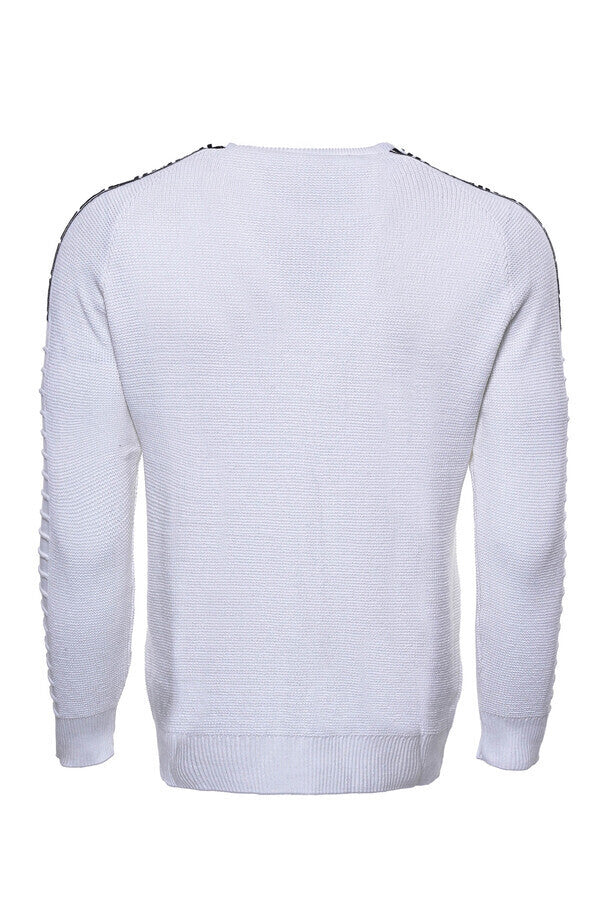 WSS Crew Neck Knitwear Arms Patterned Over White  - Oakville