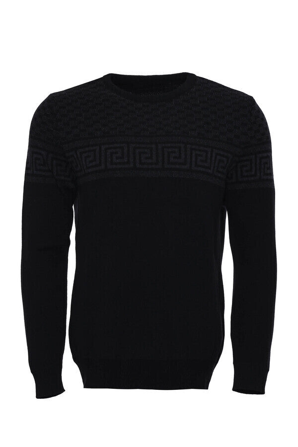 WSS Crew Neck Knitwear Chest Patterned Over Black  - Cincinnati