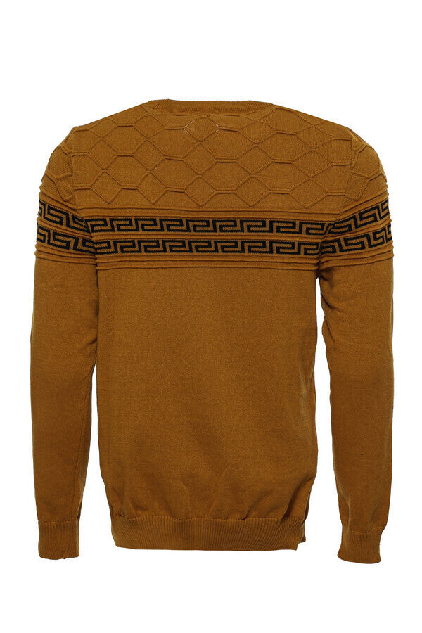 WSS Crew Neck Knitwear Chest Patterned Over Camel  - Gent