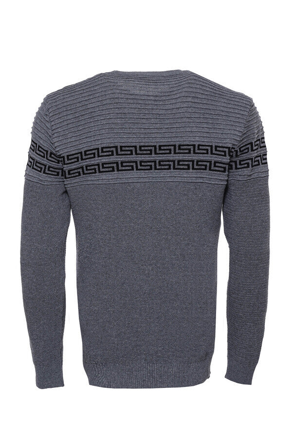 WSS Crew Neck Knitwear Chest Patterned Over Grey  - Tamarac