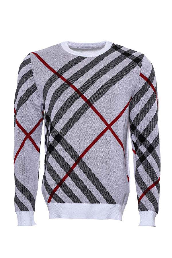 WSS Crew Neck Knitwear Patterned White  - Tortosa