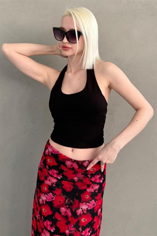 MDX Black Halter Neck Strap Crop Top MG2456 - Berdiansk