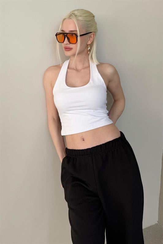 MDX White Halter Neck Strap Crop Top MG2456 - Folsom