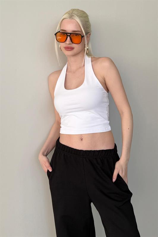 MDX White Halter Neck Strap Crop Top MG2456 - Folsom