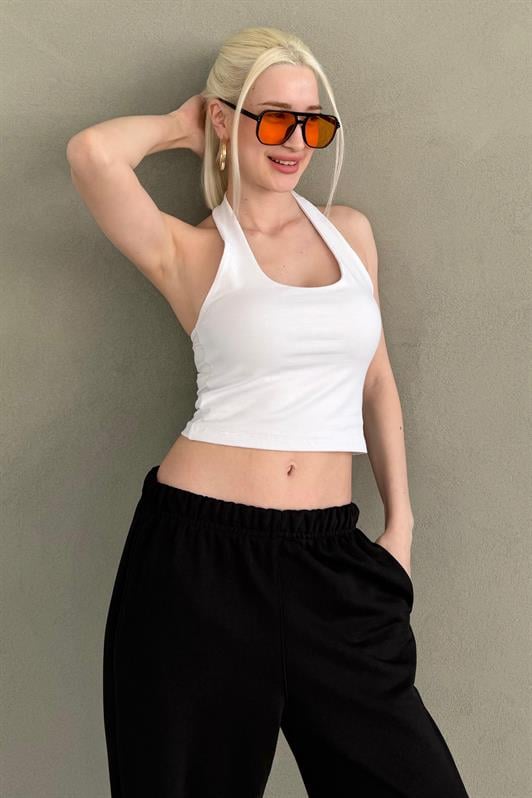 MDX White Halter Neck Strap Crop Top MG2456 - Folsom